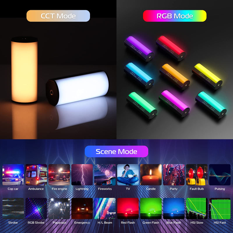 ULANZI Handheld Light Wand, 360° RGB LED Video Light for Photography, 2000mAh Rechargeable Mini Light Stick for Video Shooting, 2500-9000K Dimmable Camera Light w LCD, Support Magnetic Attraction 1 Piece