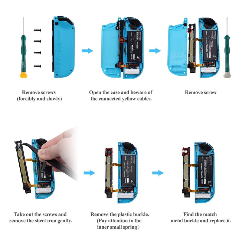 2-Pack Joycon Joystick Replacement, 3D Analog Joystick Thumb Sticks for Nintendo Switch, Joycon & Switch Lite Replacement Part Repair Kit, Include Metal Buckles,Screwdrivers,Thumb Grips Caps,Pry Tools