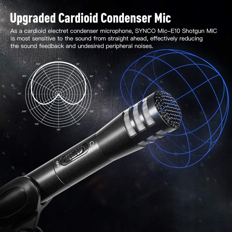 Dynamic Vocal Microphone, SYNCO Mic-E10 Professional Condenser Cardioid Live Sound Mic with XLRM Connector Microphone Mount for Vocals Musical Instrument, Performance, Camcorder, Camera