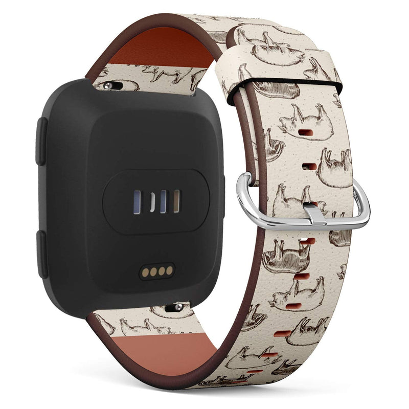Compatible with Fitbit Versa, Versa 2, Versa Lite, Leather Replacement Bracelet Strap Wristband with Quick Release Pins // Pigs Farm