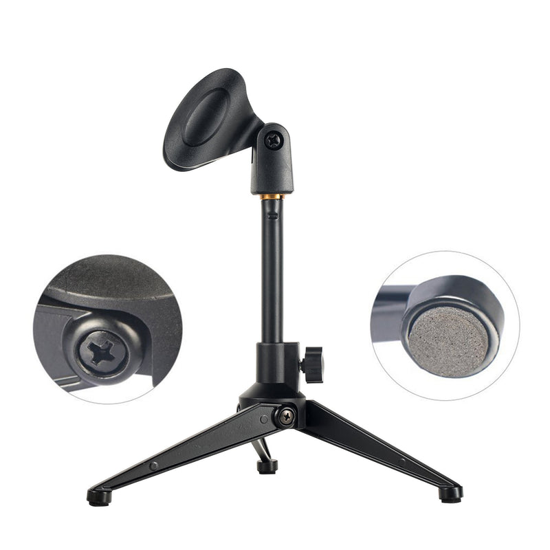 Bearstar Universal Desktop Microphone Stand Adjustable MIC Tabletop Stand with Microphone Clip Such as Sm57 Sm58 Sm86 Sm87 Microphone Stand Pack of 1