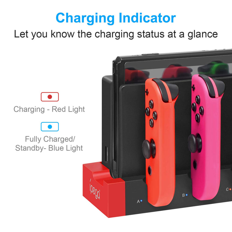 Charging Dock Compatible with Joy Cons, Switch Controller Charger Dock Station for Joycon Charges up to 4pcs Simultaneously, Charging Stand Station for Nintendo Switch Black