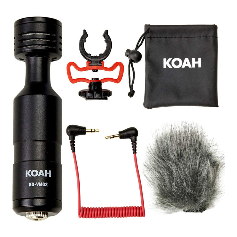 Koah Condenser Camera Microphone – Compact, Straight Facing Professional On Camera Cardioid Mic - for Sony, Panasonic, Canon, Nikon, Fuji, Olympus Cameras