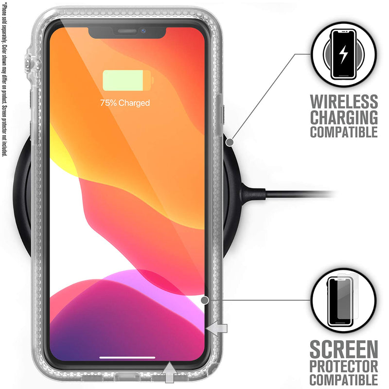 Catalyst - Case For iPhone 11 Pro Max Case with Clear Back, Heavy Duty 10ft Drop Proof, Truss Cushioning System, Rotating Mute Switch Toggle, Compatible with Wireless Charging, Lanyard Included- Clear Large