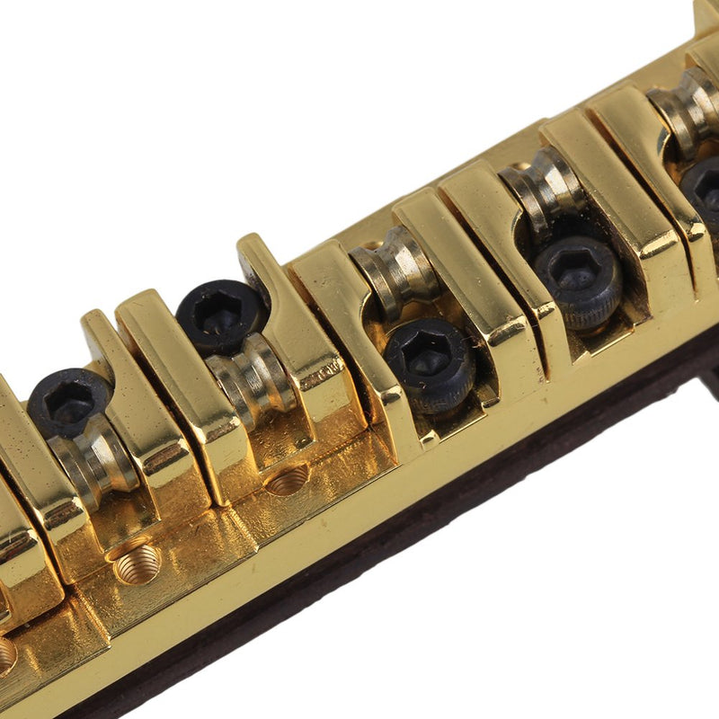 BQLZR 73mm Post Distance Gold Plated Roller Saddles Rosewood Bridge Set For Archtop Jazz Guitar
