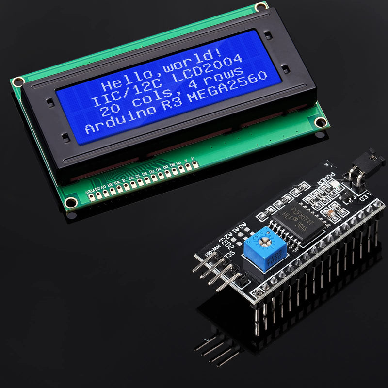 [AUSTRALIA] - Weewooday 8 Pieces IIC/ I2C/ TWI LCD Serial Interface Adapter and LCD Module Display Backlight Compatible with Arduino R3 MEGA2560 (Blue,LCD 2004 20 x 4) LCD 2004 20 x 4 Blue 