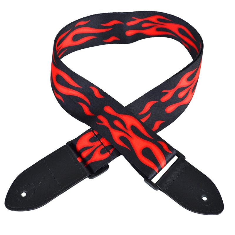 Guitar strap & Jacquard Ribbon Guitar Strap with Leather Ends for Acoustic Electric Classical Guitar