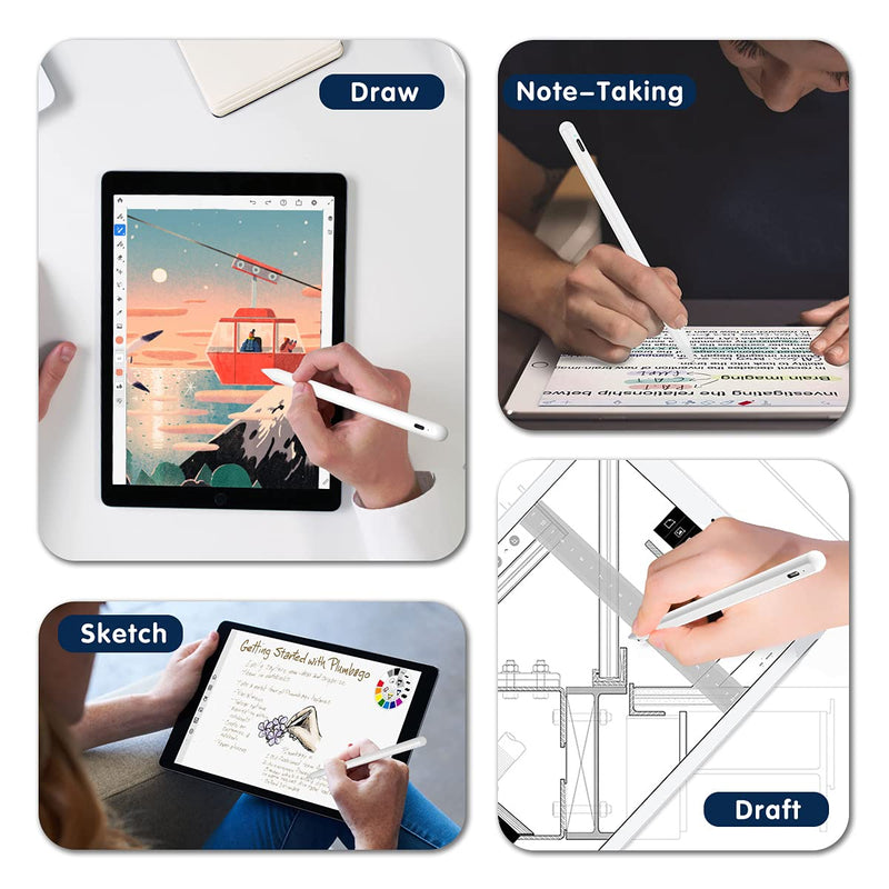 Stylus Pencil for iPad 8th Generation, Active Pen with Palm Rejection Compatible with (2018-2021) Apple iPad 8th 7th 6th Gen/iPad Pro 11 & 12.9 inches/iPad Air 4th 3rd Gen/iPad Mini 5th Gen (White) White