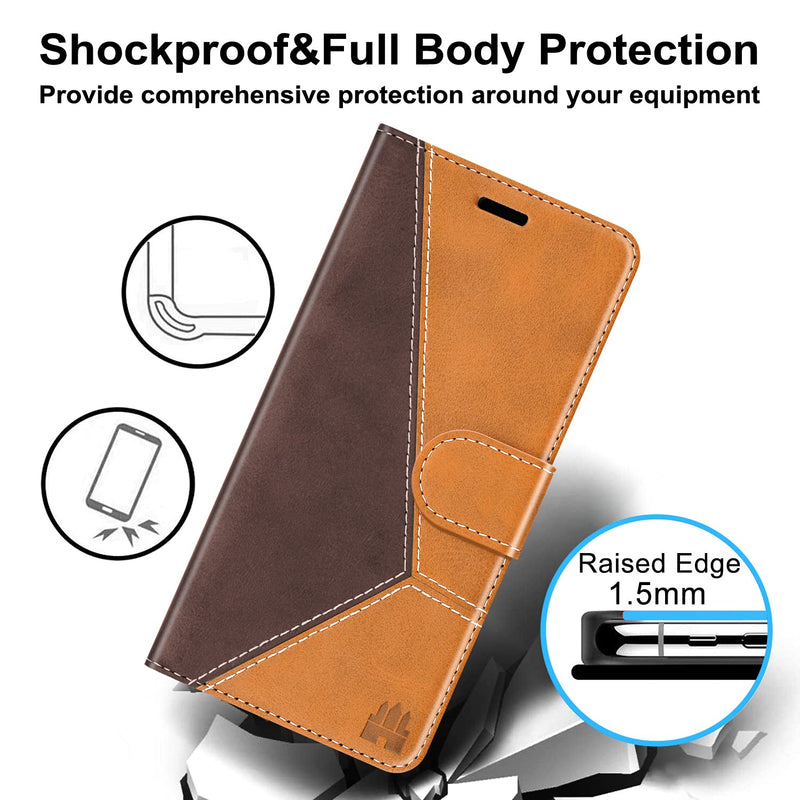 Caislean Wallet Case for Samsung Galaxy S20 FE 5G (6.5 inch) PU Leather Flip Cover [RFID Blocking] Card Holder [Soft TPU Shell] [Kickstand Function] Magnetic Full Protection Folio Case, Yellow Brown