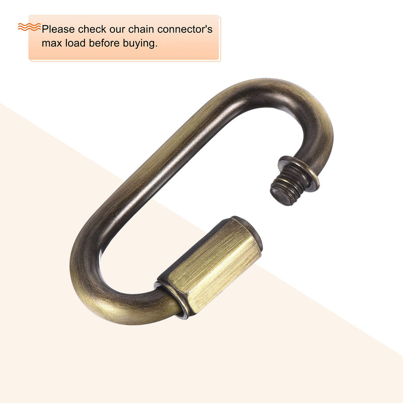 MECCANIXITY Chain Connector, 6mm Thick Quick Link Screw Lock Oval Clips for Chandelier Pendant Lights Bronze Pack of 4