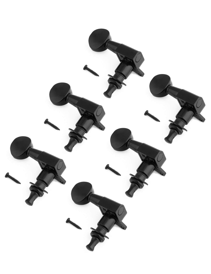 [AUSTRALIA] - Holmer Guitar String Tuning Pegs Tuning Machines Sealed Machine Heads Grover Tuners Tuning Keys Oval Button 6 In Line for Right Handed Electric Guitar or Acoustic Guitar Black. 