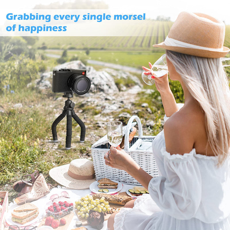 UBeesize Phone Tripod, Portable and Flexible Tripod with Wireless Remote and Clip, Cell Phone Tripod Stand for Video Recording (Black) Medium Black