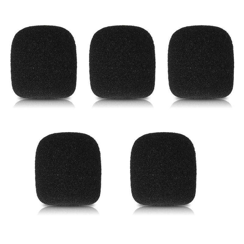 kwmobile Microphone Foam Covers (Set of 5) - 3x3.3x0.8 cm Windscreen Protective Pop Filter Pack for Microphones - Black 3x3,3x0,8