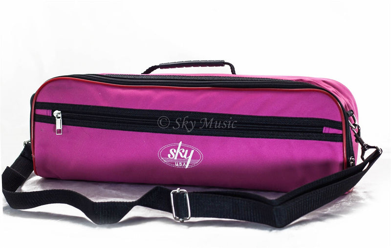 Sky Brand New C Flute Hard Case Cover w Side Pocket/Handle/Strap Pink Color