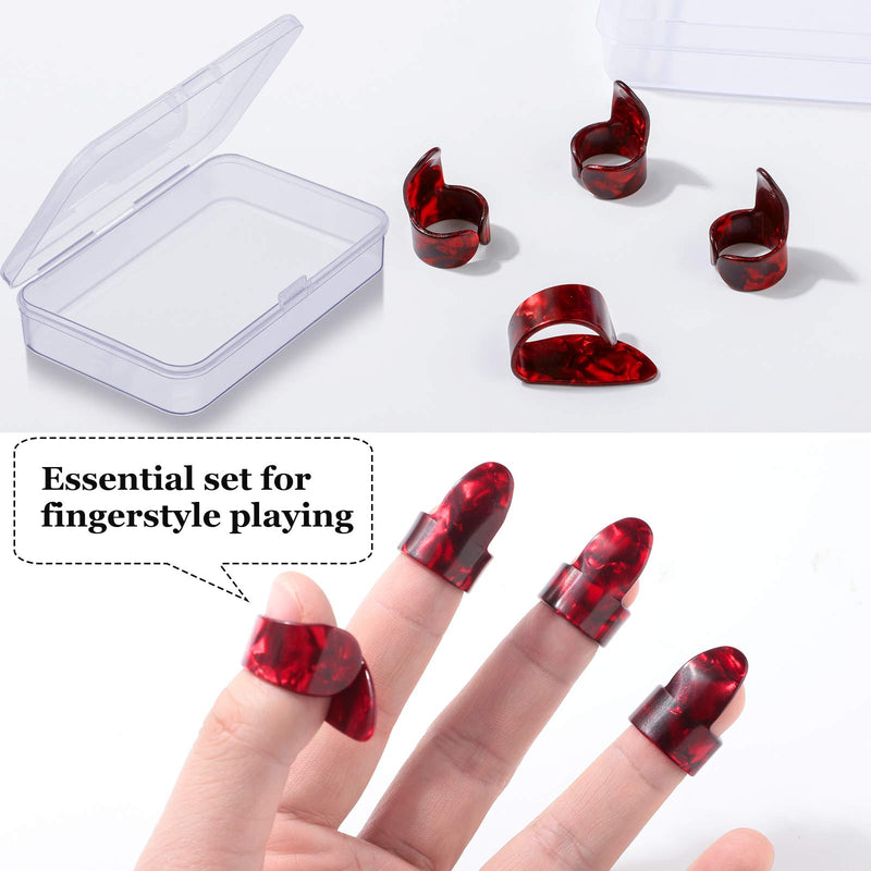 Baklok Thumb and Finger Picks Set, Including Finger Picks and Thumb Picks, Celluloid Guitar Thumb Finger Picks for Guitar, Banjos and Other Instruments, 4 Pieces