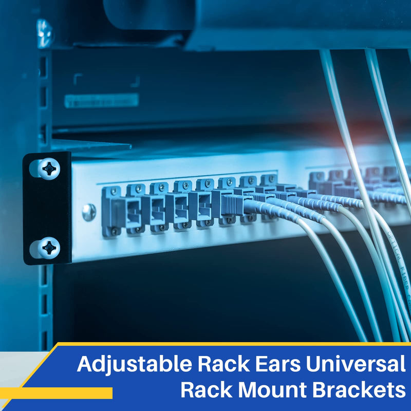 Pelopy Rack Mount Kit Compatible with 17.3 Inch Wide Switches, Adjustable Rack Ears Universal Rack Mount Brackets Compatible with Netgear/Buffalo Tech/Dell/D-Link/Linksys/TRENDnet Products