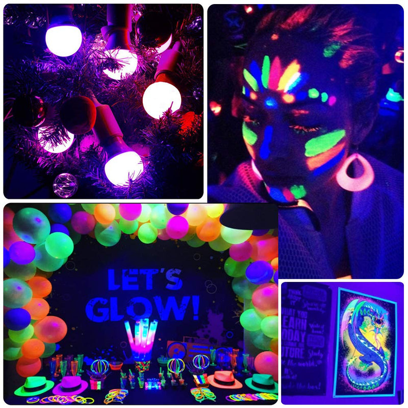 [AUSTRALIA] - ZHMA LED Black Light Bulbs, 9W E26 LED Blacklight Bulb for Blacklight Party, Glow in The Dark, Aquarium, Body Paint, Fluorescent, Neon Glow [3 Pack] 