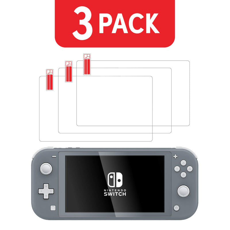 TalkWorks Tempered Glass for Nintendo Switch Lite Screen Protector (3 Pack) Scratch, Crack Resistant, Easy-Install, Protective Ultra-Thin HD Touch Screen Cover Film Back