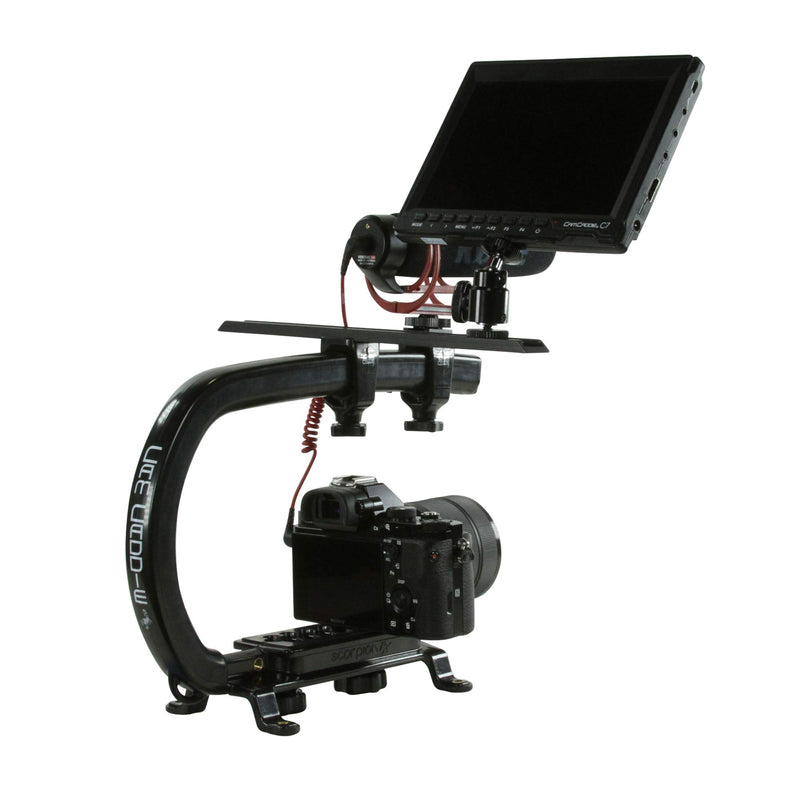 Cam Caddie Scorpion EX MAX Handheld Camera Stabilizer - Pro Steadycam for Most Cameras, Camcorders, Smart Phones and Action Cams - Includes (2) Accessory Shoes + Smartphone/GoPro Adapters - Black