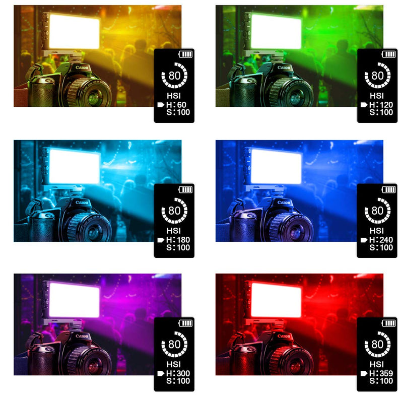 Hagibis King10 RGB Video Light,Portable On Camera LED Light Panel with Aluminium Alloy Body Pocket Light,Built-in Rechargeable Battery,360° Full Color,CRI/TLCI≥97 2500-8500K,12 Lighting Effect Modes Light only