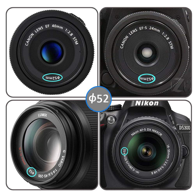 52mm Lens Cap for Nikkor AF-S DX 18-55mm f/3.5-5.6G Lens for Nikon D5300 D3500 Digital Camera，Fire Rock Lens Cover for EF-M 18-55mm f/3.5-5.6 Lens for Canon EOS M3-2Packs 52mm
