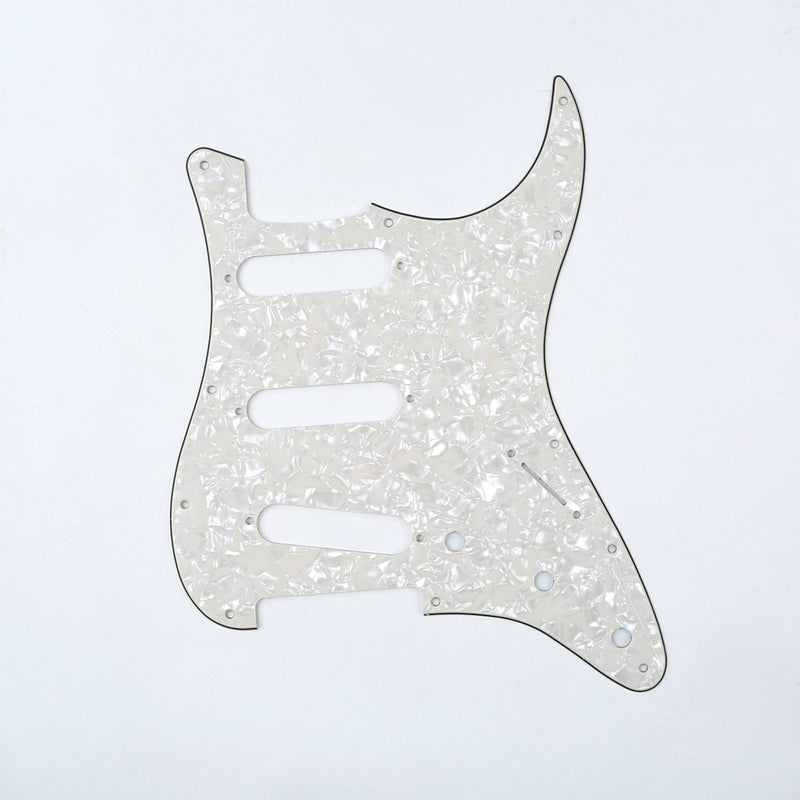 Musiclily SSS 11 Holes Strat Electric Guitar Pickguard and BackPlate Set for Fender USA/Mexican Made Standard Stratocaster Modern Style Guitar Parts,4Ply Parchment Pearl 4Ply Parchment Pearl