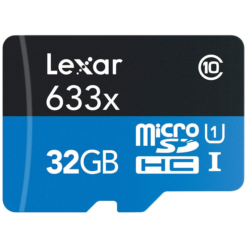 Lexar High-Performance 633x 32GB MicroSDHC UHS-I Memory Card with SD Adapter LSDMI32GBBNL633A Bundle w/Deco Gear Accessories Kit SD Reader & Case + LCD Screen Covers + Microfiber Cloth & More