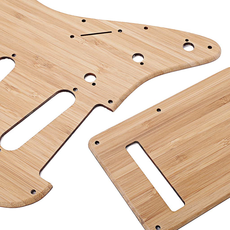 Alnicov SSS 11 Hole Strat Pickguard Backplate with Screws for Stratocaster Strat Guitar(Bamboo Material)