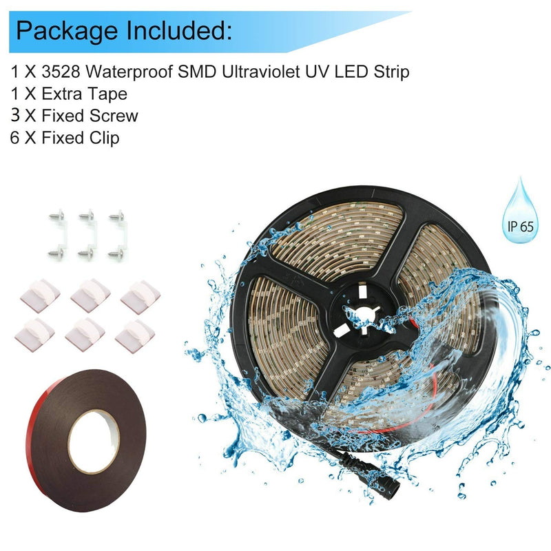 [AUSTRALIA] - Black Light Strip, Purple led Strip Light 16.4Ft/5M 24W 300 Units Lamp Beads, IP65 Waterproof Strip Light for Fluorescent Dance Party, Body Paint, Night Fishing, with 12V 2A Power Supply(Not Include) 