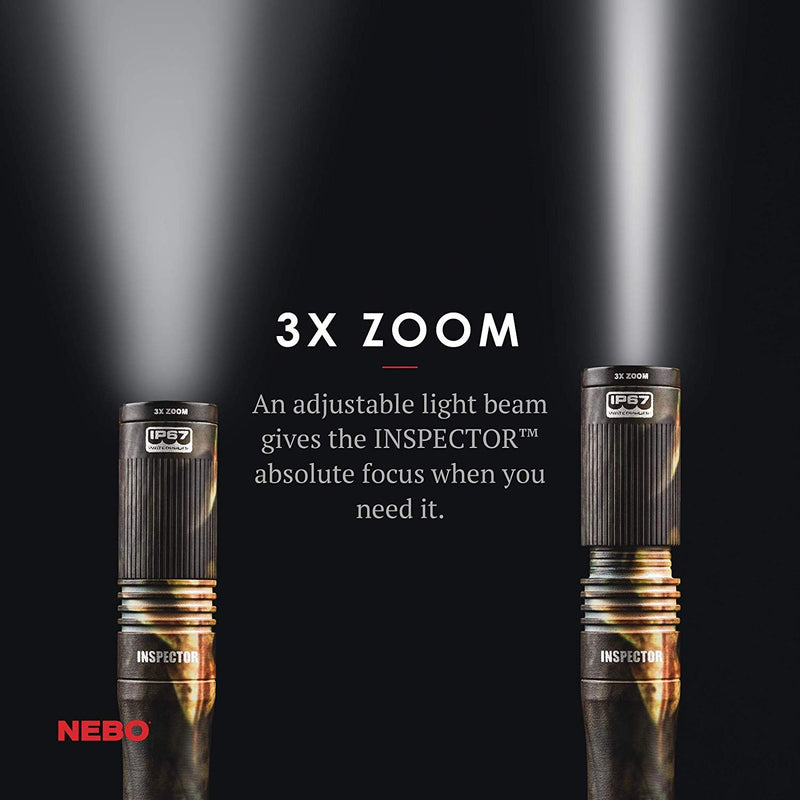 NEBO INSPECTOR Everyday Carry EDC Penlight Flashlight 180 Lumen (Camo) Bundle includes 4 Nebo AAA Batteries Camo