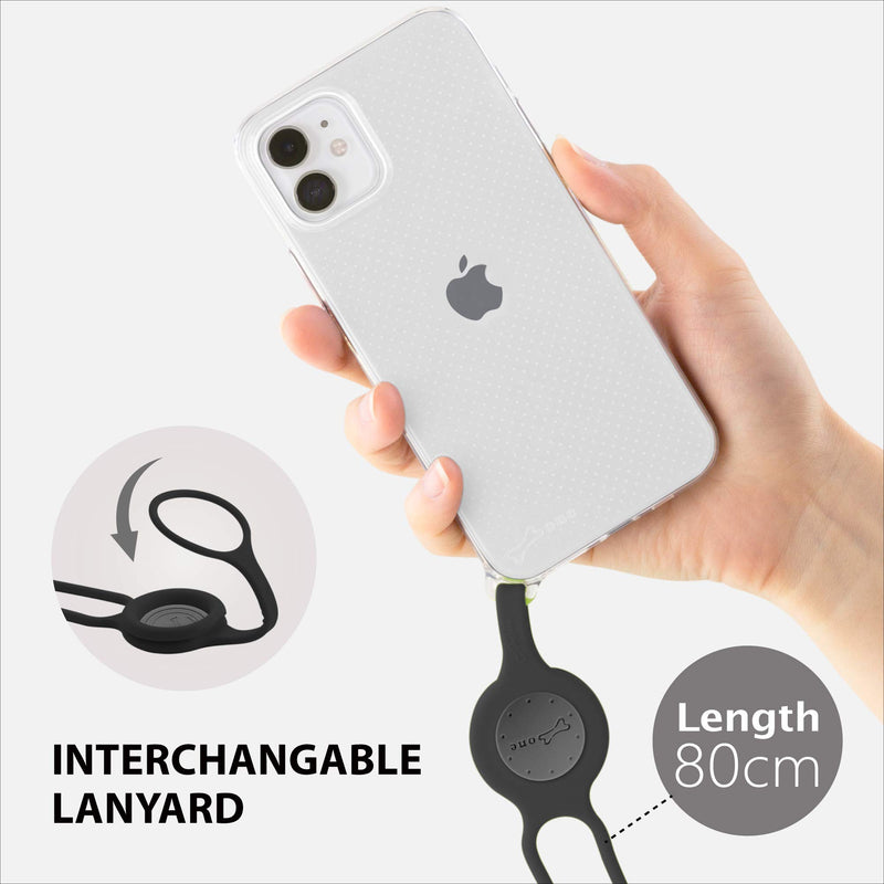 Bone Crossbody Lanyard Case for iPhone 12 Mini, Silicone Lanyard Slim Flexible TPU Anti-Yellowing Clear Case (Black, Crossbody) iPhone 12 Mini / 5.4" Black (Crossbody)