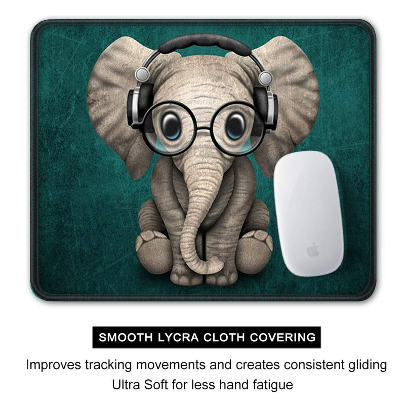 Auhoahsil Mouse Pad, Square Animal Theme Anti-Slip Rubber Mousepad with Durable Stitched Edges for Gaming Office Laptop Computer PC Men Women, Customized Pattern, 9.8 x 9.8 Inch, Cute Elephant Design Square - 10.2 x 8.7 Inch