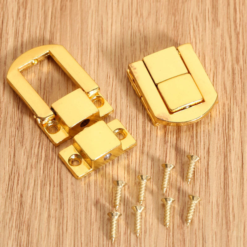 dophee Toggle Catch Lock 0.98"x0.79" Gold Retro Style Iron Hasp Wood Chest Lock Latch Clasp with Screws for Jewellery Box Suitcase Chest Decoration (5-Pack) 5 Pieces