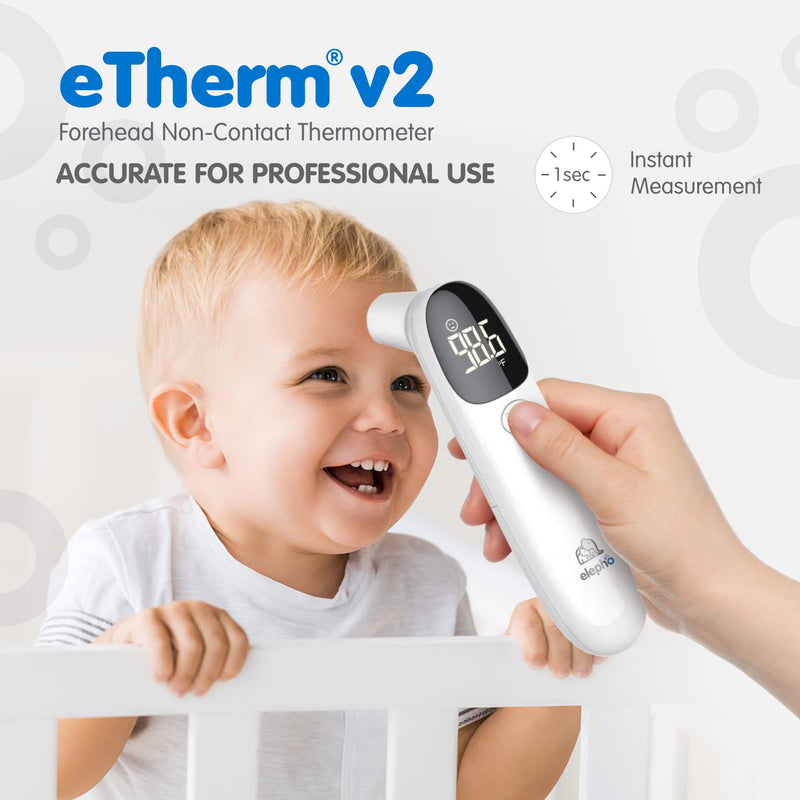 Elepho eTherm Ear & Forehead Non-Contact Thermometer Infrared & Digital Thermometers for Adults, Kids, Babies & Infants Instantly Accurately Reads Temperature Slim Design, Easy to Read Large Display.