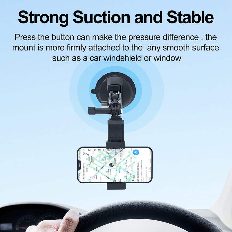 REYGEAK Aluminum Alloy Suction Cup Mount for Gopro, 360° Rotation Heavy Duty with 1/4 Thread for GoPro Hero, In-sta360, Osmo Action,Nikon, and Other Action Camera (Aluminum Alloy Suction Cup Mount)