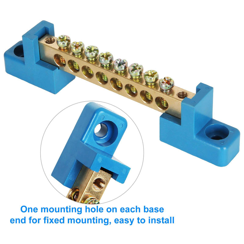 8 Terminal Bus Bar Terminal Block 10 Pack Brass Wire Screw Terminal for Car Boat Marine Ground Power Distribution Terminal Block