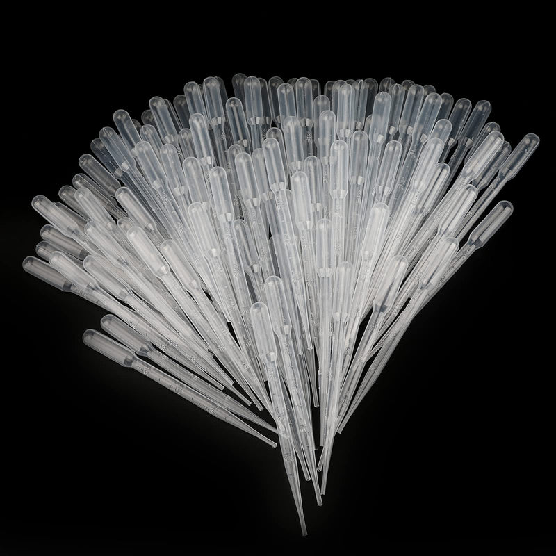 100PCS 3ml Disposable Plastic Essential Oils Graduated Transfer Pipettes for Science Laboratory, Experiment, Essential Oils, Make up Tool 100