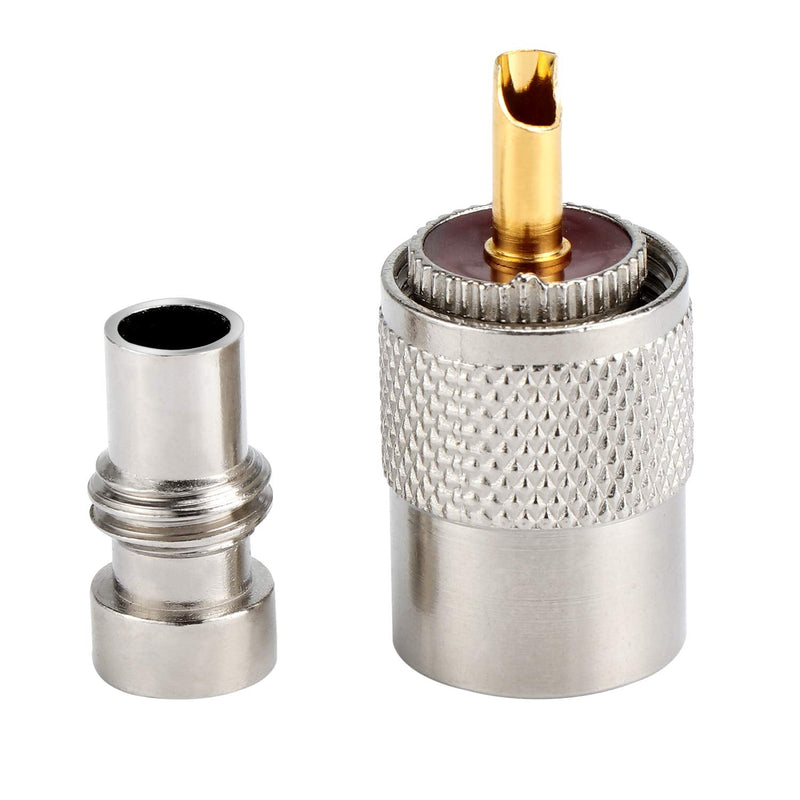ESUMIC PL259 Solder Connector Plug with Reducer for RG8X Coaxial Coax Cable 10Pack
