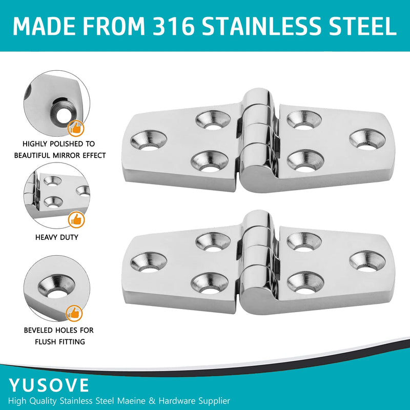 Marine Hinges 3" x 1.5" Stainless Steel Heavy Duty Hinges,Boat Trapezoidal Butt Door Cupboard Hinge,Cabinet Hatch Hardware,Pack of 2