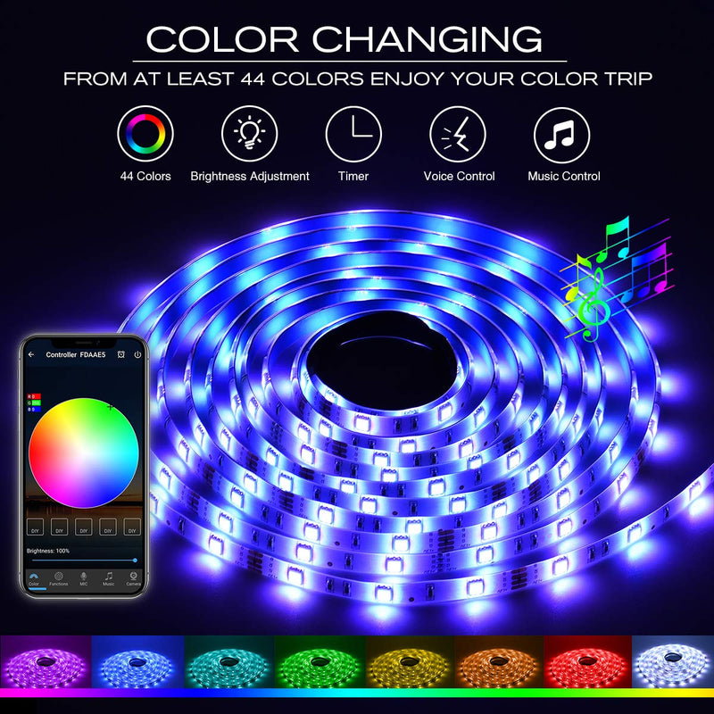 [AUSTRALIA] - Daybetter 16.4ft 5m Led Strip Lights, Flexible Color Changing 5050 RGB 150 LEDs Light Strips Kit Work with App 