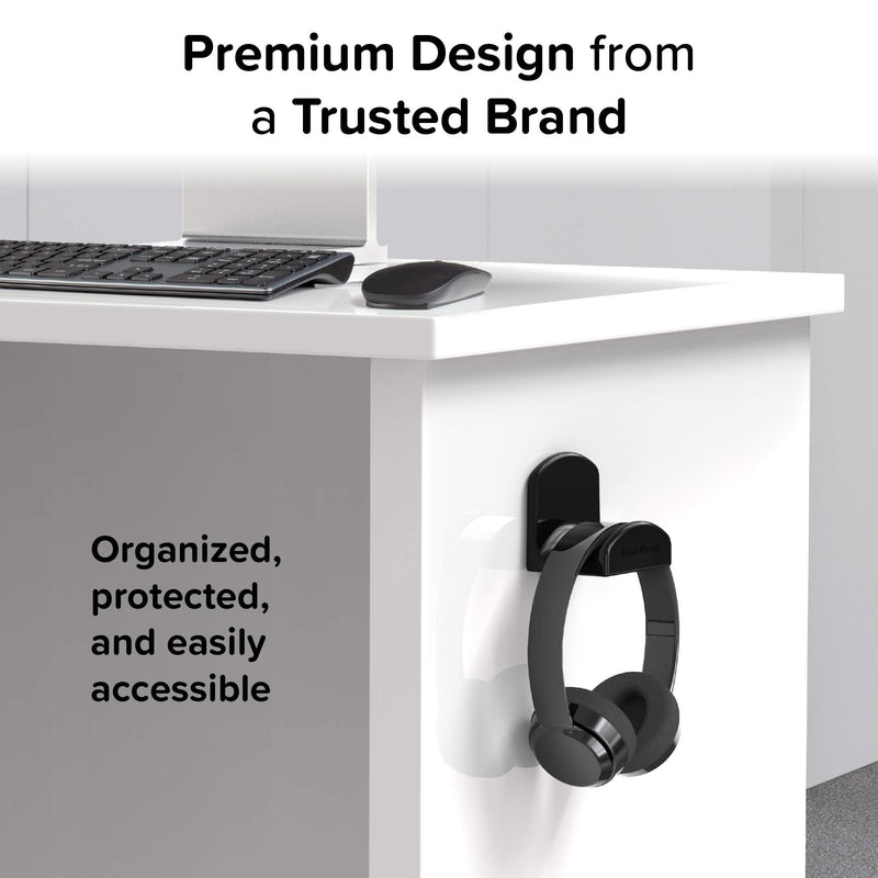 TotalMount for Headphones – Will Not Damage Your Wall With Screws or Permanent Adhesive (Premium Black – Two Pack) Premium Black – Two Pack