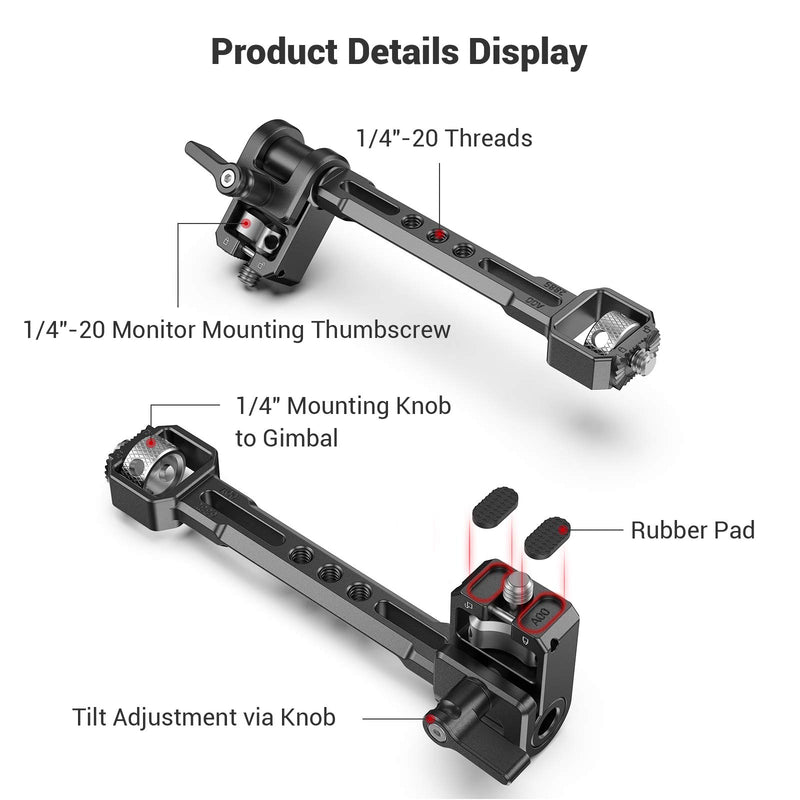 SMALLRIG Adjustable Camera Monitor Mount for DJI Ronin-S/Ronin-SC & ZHIYUN Crane 2S/Crane 3/3S/WEEBILL-S & MOZA AirCross 2 Gimbals - 2889