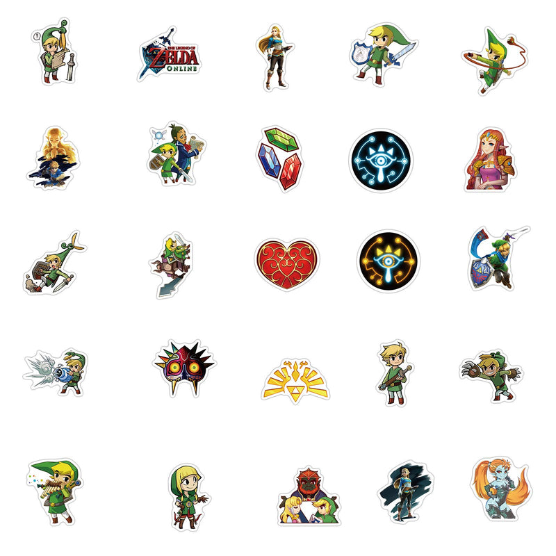 The Legend of Zelda Game Stickers,50Pcs Vinyl Waterproof Stickers for Laptop,Bumper,Skateboard,Water Bottles,Computer,Phone, Cool Stuff for Teens, Kids, Adults The Legend of Zelda