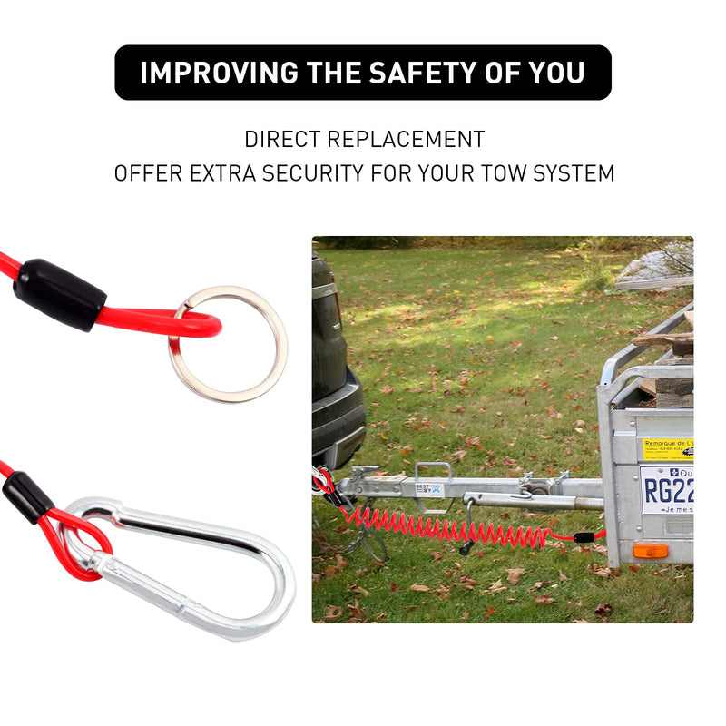 6 Foot Breakaway Trailer Cable Breakaway Cable Towing Coiled Wire Spring Towing Coiled Wire Trailer Brake Safety Cable for RV Trailer Emergency (1 Pack) 1 PCS 6 Foot Trailer Cable