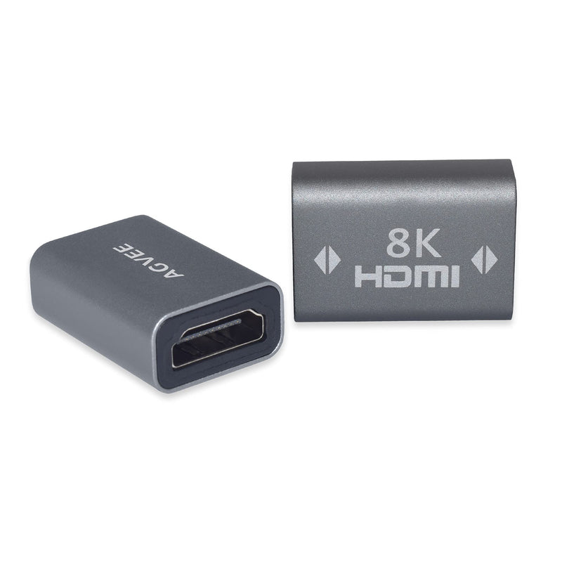 AGVEE [4 Pack] HDMI Female to Female Adapter, 8K HDR HDMI 2.1 Coulper Extension Connetor, Backward Compatible with 4k@60HZ, Alloy Shell for TV Stick Roku Chromecast Switch Xbox PS4 Laptop, Gray Gray 4 Pack
