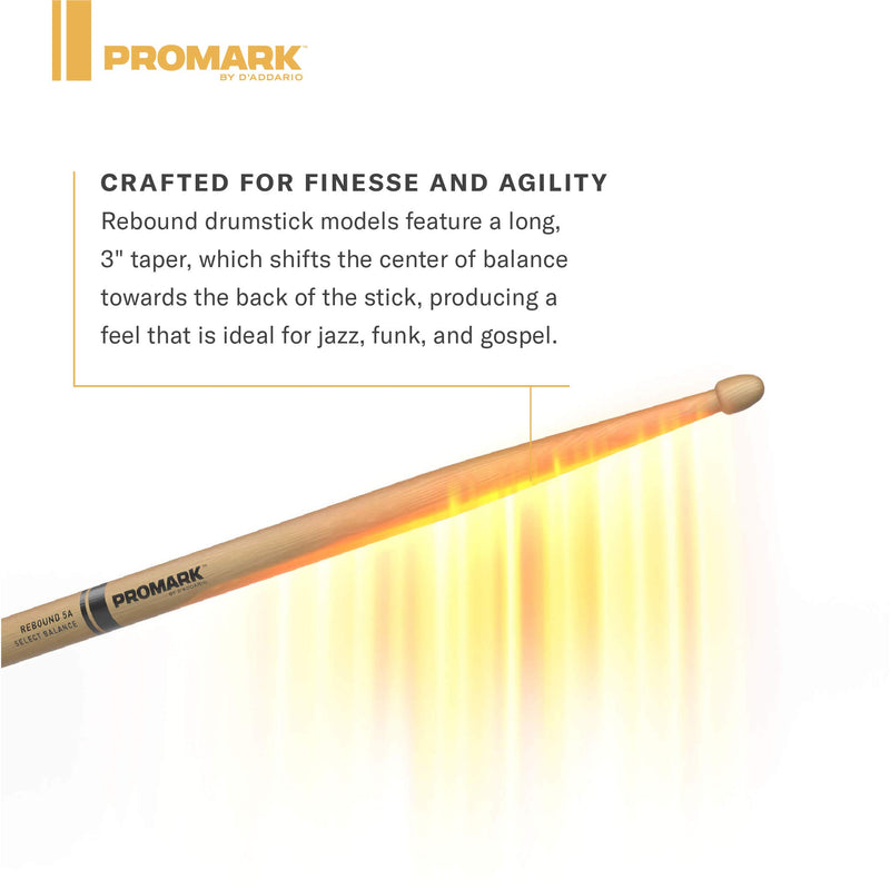 Promark Select Balance Rebound Balance Drum Sticks, Wood Tip, .565" (5A)