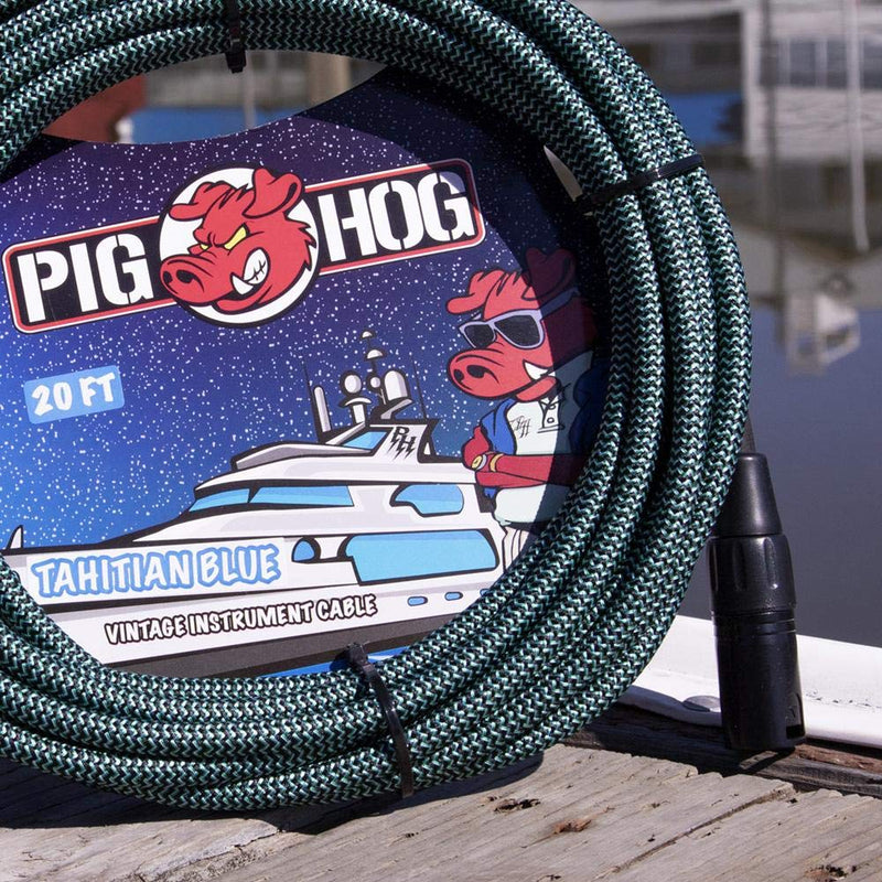 Pig Hog PHM20TAB High Performance Tahitian Blue Woven XLR Microphone Cable, 20 ft.