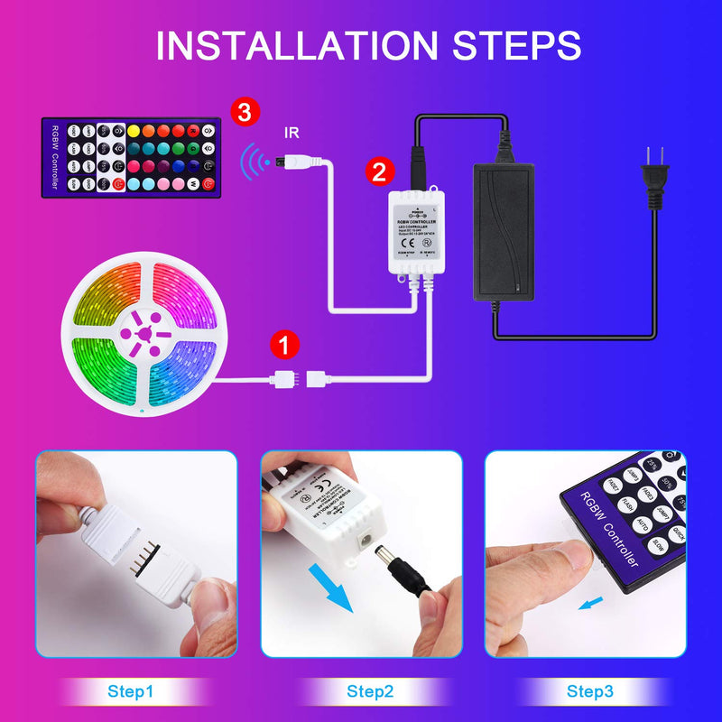 [AUSTRALIA] - LED Strip Lights 15.8ft, Halloween Decorations RGB LED Light Strip, 5050 SMD LED Color Changing Tape Light with 40 Keys Remote , LED Lights for Bedroom, Home Decoration, TV Backlight, Kitchen, Bar 