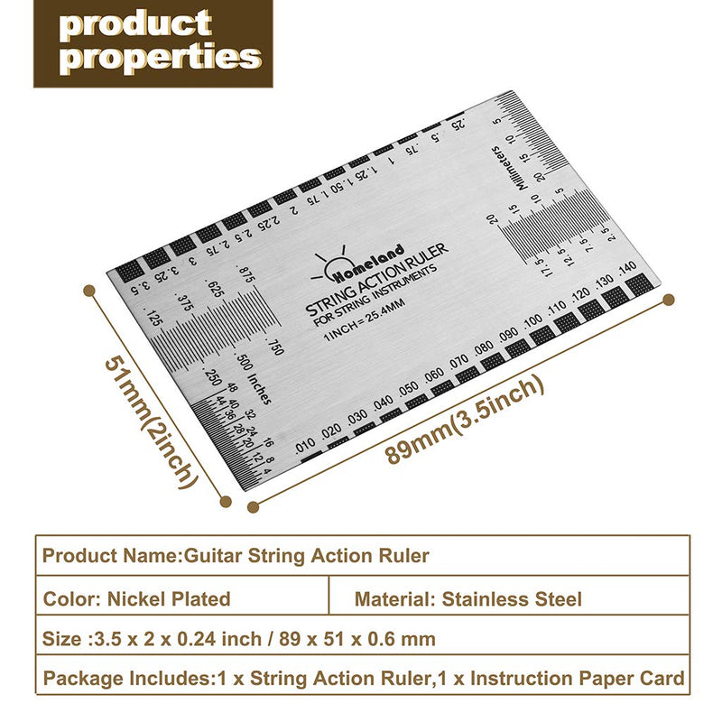 [AUSTRALIA] - Alnicov Stainless Steel String Action Ruler Guitar Setup Gauge Luthier Measuring Tool with User Guide for Electric, Acoustic & Bass Guitars 