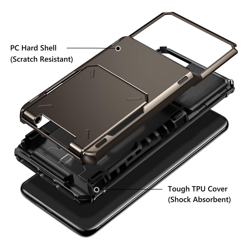 Vofolen for Galaxy S21 Ultra Case Wallet 4-Card Flip Cover Credit Card Holder Slot Back Pocket Dual Layer Protective Hybrid Hard Shell Bumper Armor Case for Samsung S21 Ultra 6.8 Gun Metal